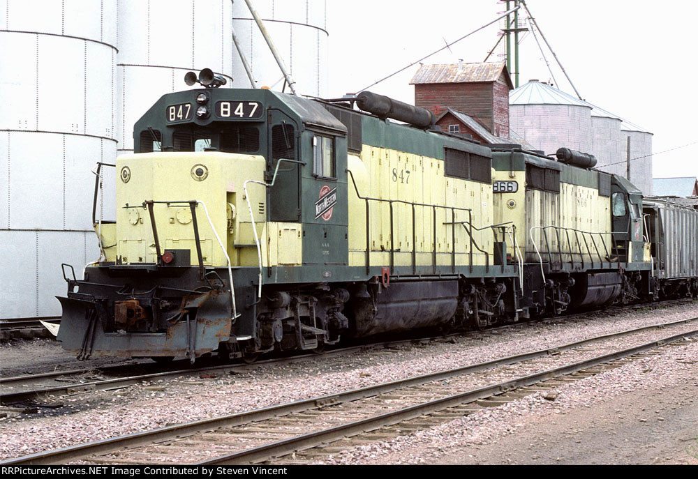 Chicago & Northwestern GP35's #847 & #866 were involved in some sort of incident.
